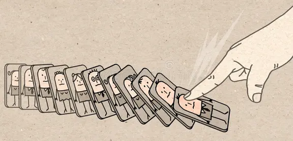 Domino effect showing the impact of entrepreneur mental health